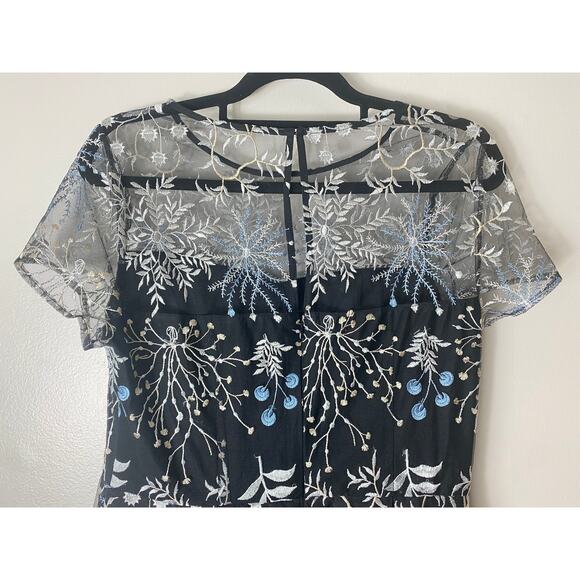 ADRIANNA PAPELL DRESS FAIRY COCKTAIL PARTY WHIMSIGOTH BLACK FLORAL EMBROIDERED - Picture 10 of 14